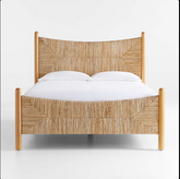 Rajasthan Modern Solid Wood Rush Woven Bed Natural